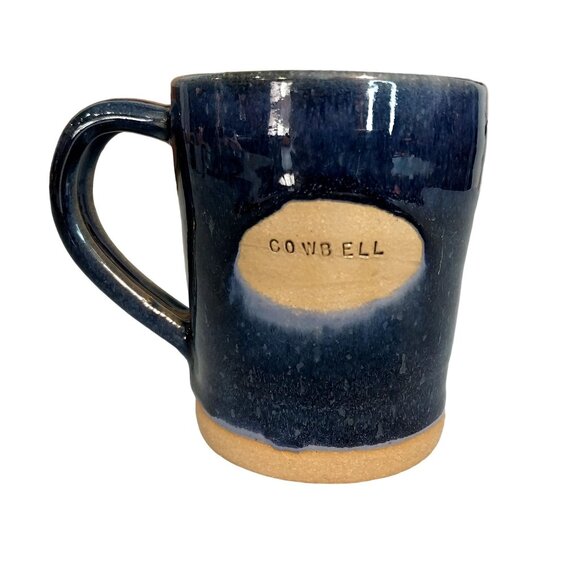 Oy Vey Cowbell Studio Art Pottery Mug Blue Glaze Signed - Picture 2 of 7